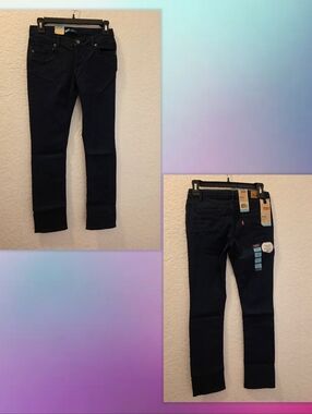 Girls Dark Navy Blue Levi's Skinny jeans 14R Adj Waistband Stretch